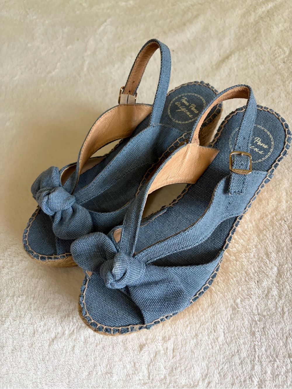 Toni Pons Made in Italy Women’s Blue Knot Slingback Espadrille Sandals Sz  38